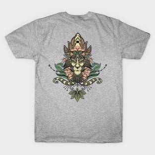 Elegant lion face with floral elements T-Shirt